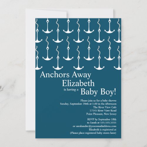 Modern Anchors Away Nautical Baby Shower Personalized Invites
