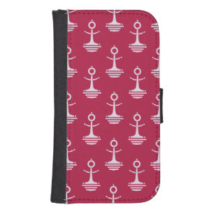 Modern Anchors Pattern Wallet Phone Case For Samsung Galaxy S4