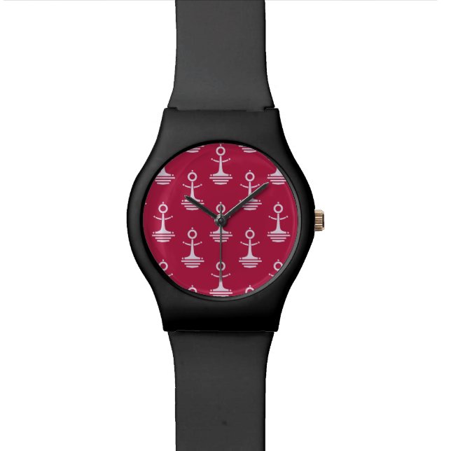 Modern Anchors Pattern Wrist Watch (Close Up)