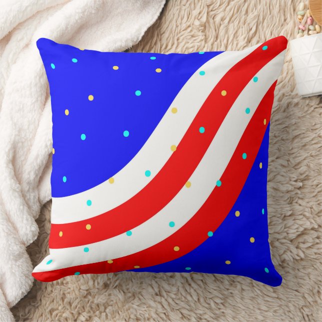 Modern and  Abstract Red & White & Blue Colour Throw Pillow (Blanket)