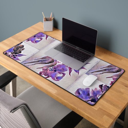 Modern and Artistic Watercolor Purple and Violet Desk Mat