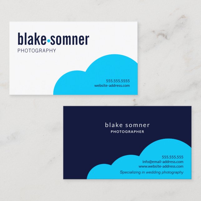 Modern and Bold Blue Cloud Dot Business Card (Front/Back)