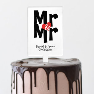 Modern And Bold Gay Wedding Mr and Mr Cake Topper