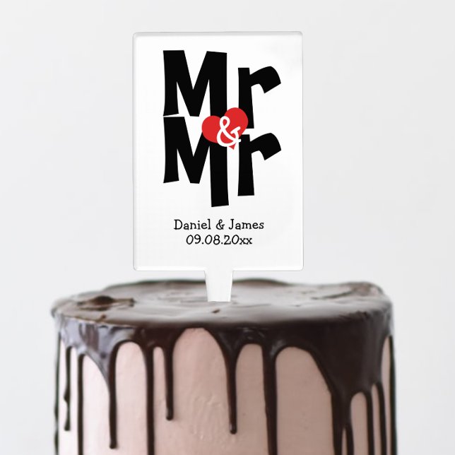 Modern And Bold Gay Wedding Mr and Mr Cake Topper (Creator Uploaded)