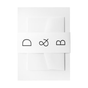 Modern and Bold Initial Black White Wedding Invitation Belly Band