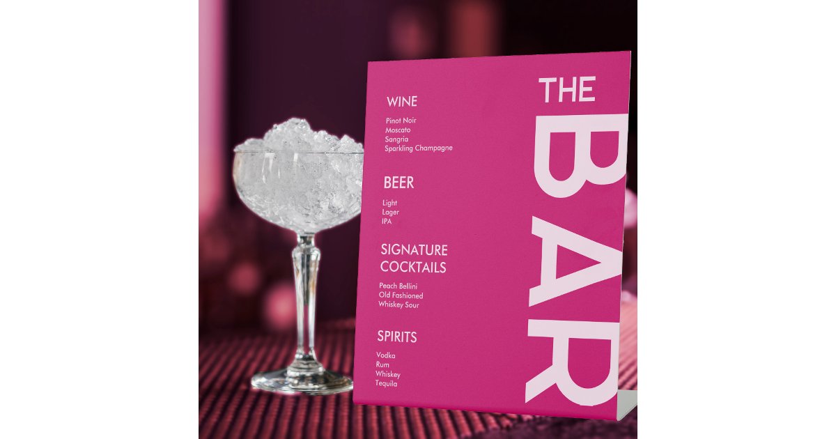 Modern and Bold Magenta Bar Sign | Zazzle
