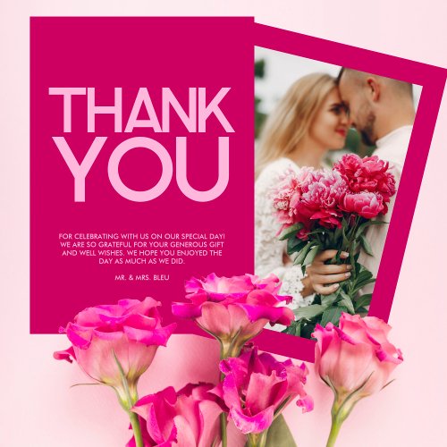 Modern and Bold Magenta Photo Thank You Card