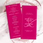 Modern and Bold Magenta Program Card<br><div class="desc">This Modern and Bold Magenta Wedding Program Card, a stunning blend of contemporary design and timeless elegance, perfectly crafted for your special day. This exquisite program card, in a vibrant shade of magenta, sets the tone for a celebration that's as bold and beautiful as your love story. With this beautifully...</div>