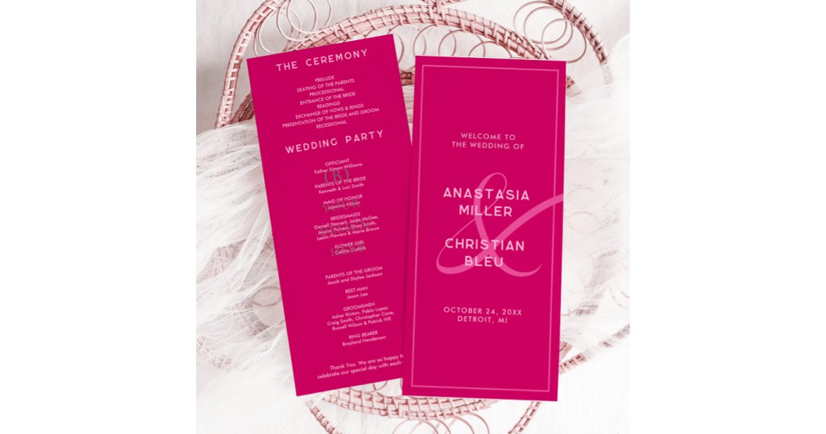 Modern and Bold Magenta Program Card | Zazzle