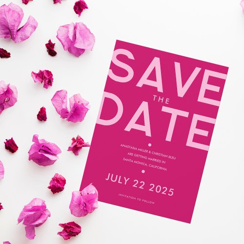 Modern and Bold Magenta Save The Date Invitation