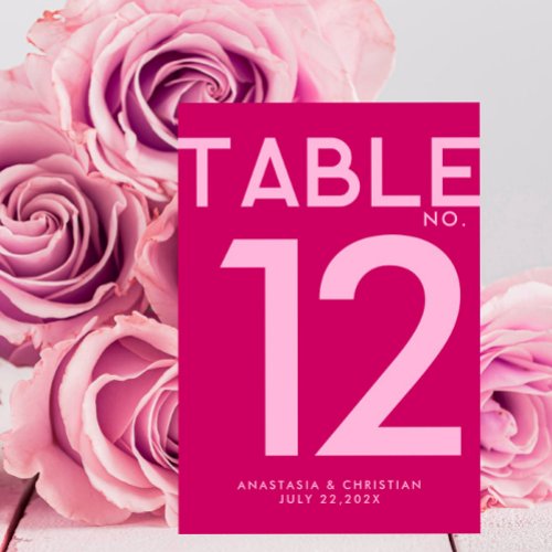 Modern and Bold Magenta Table Number