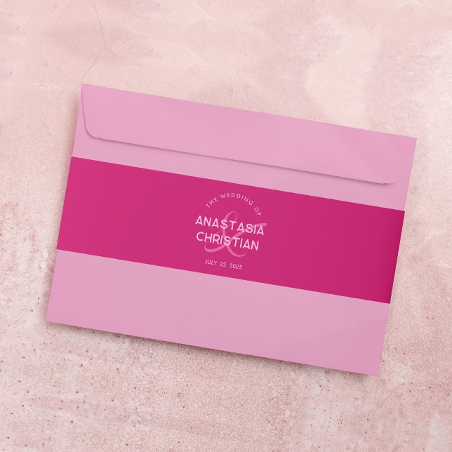 Modern and Bold Magenta Wedding Invitation Belly Band (Creator Uploaded)