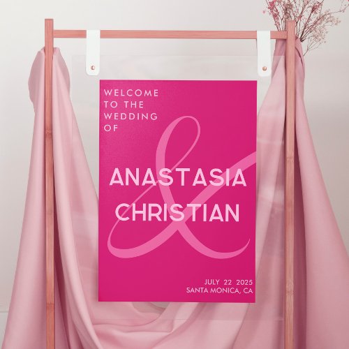 Modern and Bold Magenta Wedding Welcome Poster
