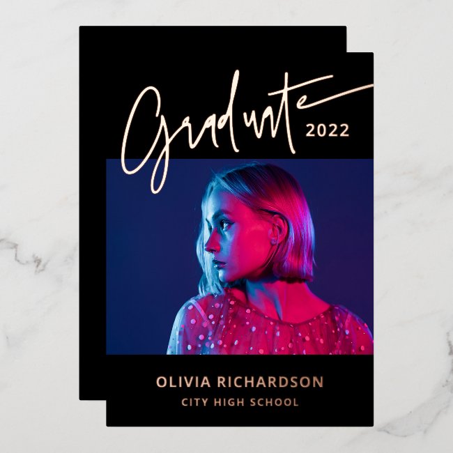 Modern and Bold | Photo Class of 2022 Graduation Foil Invitation