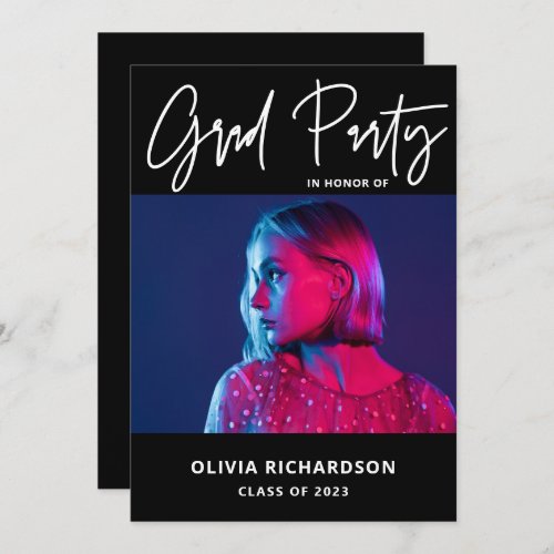 Modern and Bold  Photo Class of 2023 Grad Party Invitation