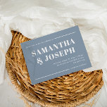 Modern and Bold Typography | Minimalist Wedding Invitation<br><div class="desc">These simple yet statement-making wedding invitations feature modern,  bold white text on a minimalist dusty blue background,  with white lines accenting the layout.</div>