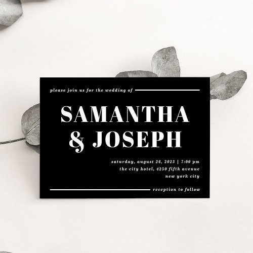 Modern and Bold Typography  Minimalist Wedding Invitation