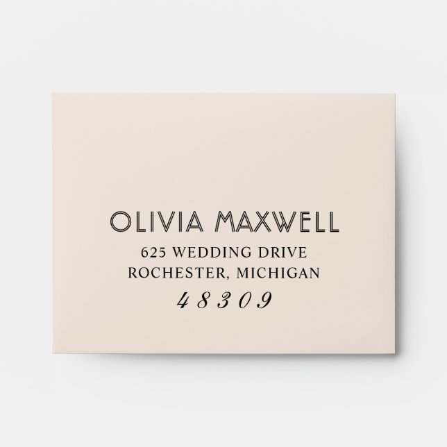 Modern and Chic Black and Warm White Wedding Envelope (Front)