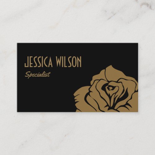 Modern and chic black golden flower business card