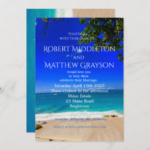 Modern and Chic Gay Beach Wedding Invitation
