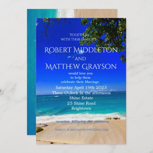 Modern and Chic Gay Beach Wedding Invitation