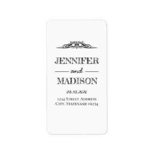Modern and chic mint black and white wedding label