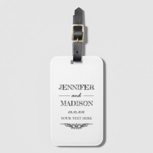 Modern and chic mint black white wedding luggage tag