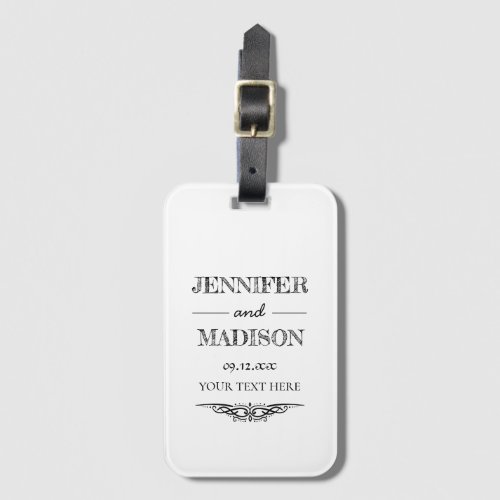 Modern and chic mint black white wedding luggage tag