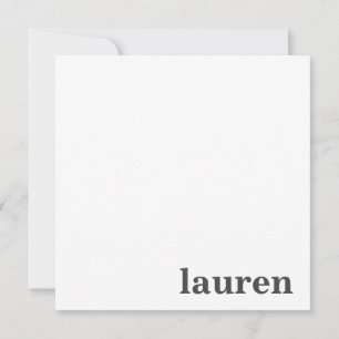 Modern and Chic Monogram Name in Charcoal Note Card