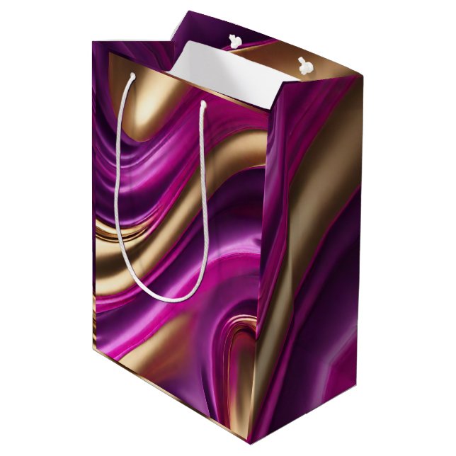 Modern and Chic-Purple Pink and Gold- Medium Gift Bag (Back Angled)