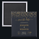 Modern And Classic Gold Stars Wedding Save The Dat Magnet<br><div class="desc">Elegant,  personalized custom violet / purple wedding save the date cards with gold stars confetti. For further customization,  please click the "Customize it" button and use our design tool to modify this template.</div>
