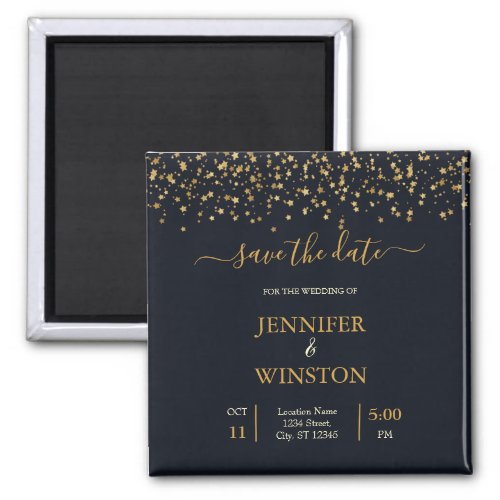 Modern And Classic Gold Stars Wedding Save The Dat Magnet