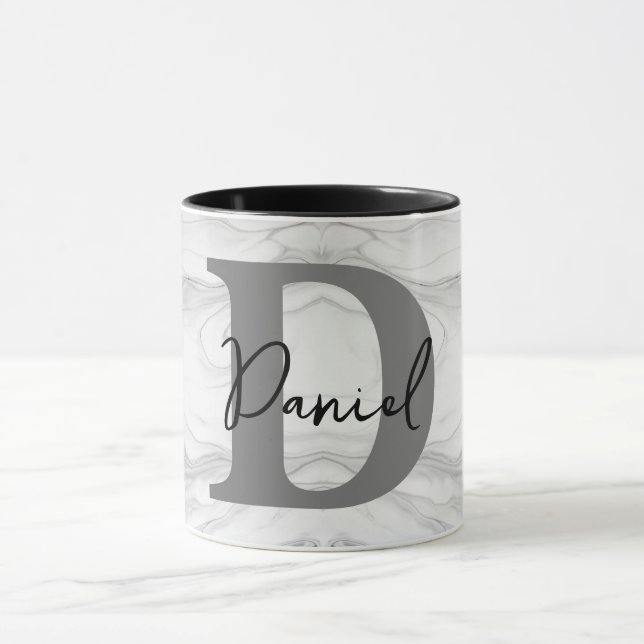 Modern and Classic Marble Monogram Letter D Mug (Center)