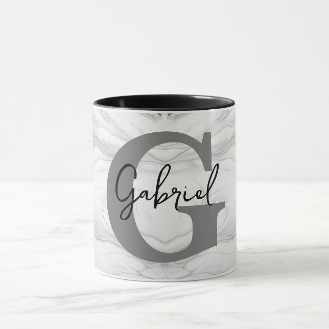 Modern and Classic Marble Monogram Letter G Mug (Center)