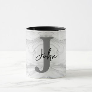 Modern and Classic Marble Monogram Letter J Mug