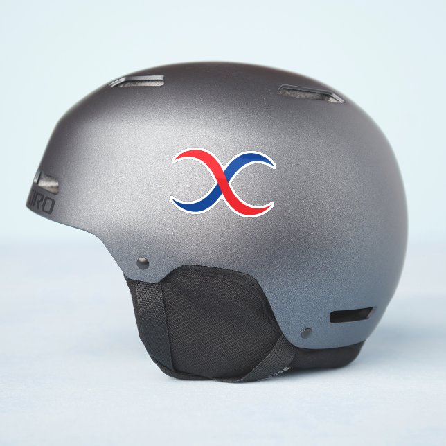 Modern and Classic Red and Blue Letter X Monogram Sticker (Helmet Side)