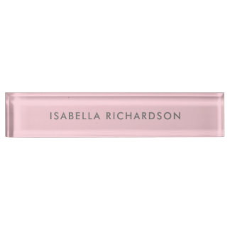 Modern and Classy Pink Gray Desk Name Plate