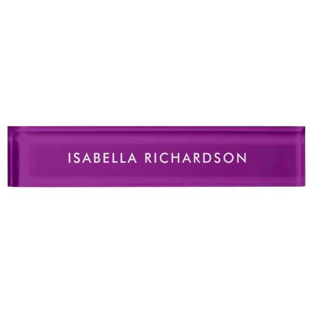 Modern and Classy Purple Desk Name Plate (Front)