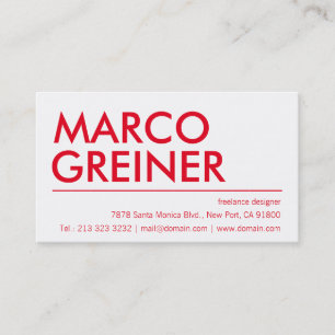 Modern and Clear with red Business Card
