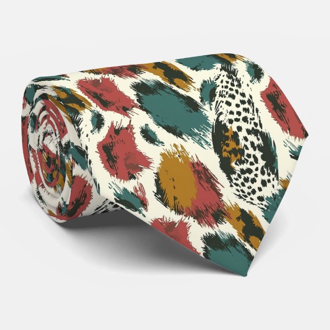 Modern and Colorful Animal Print Neck Tie (Rolled)