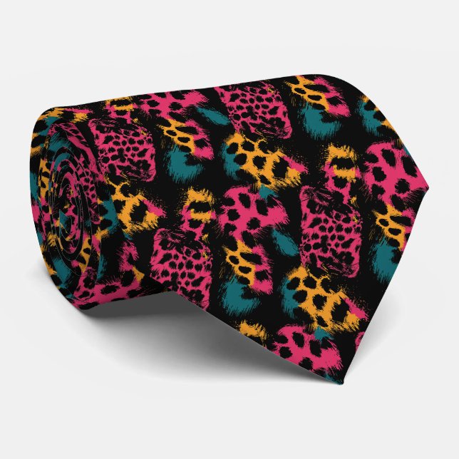 Modern and Colorful Animal Print Neck Tie (Rolled)