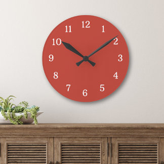 Modern And Contemporary Red And White  Round Clock