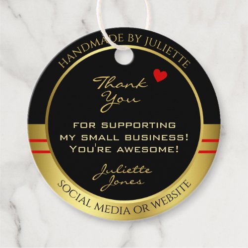 Modern and Cute _ Black with Gold Frame Thank You Favor Tags