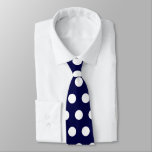 Modern And Cute Large Navy Blue, White Polka Dots Neck Tie at Zazzle