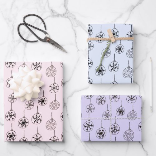 Modern and Cute Snowflake Ornaments Christmas Wrapping Paper Sheets