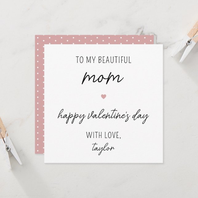 Modern and Cute Valentine's Day Card for Mom (Front/Back In Situ)
