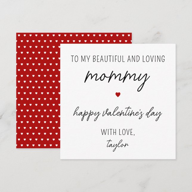Modern and Cute Valentine's Day Card for Mom (Front/Back)