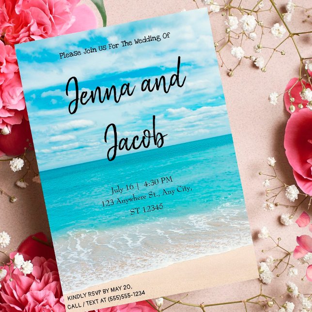 Modern and Elegant Beach Wedding Invitation (Creator Uploaded)