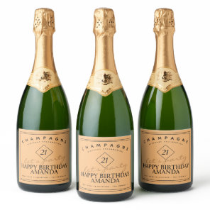 Modern and Elegant Birthday Sparkling Wine Label