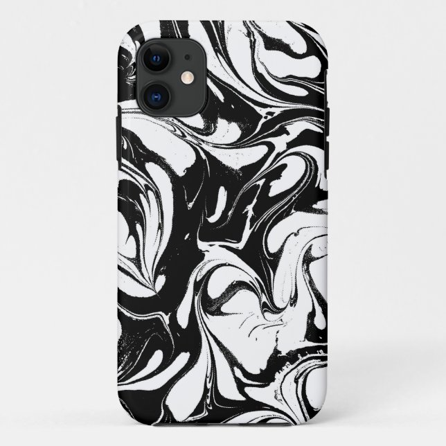Modern And Elegant Black And White Marble Stone Case-Mate iPhone Case (Back)